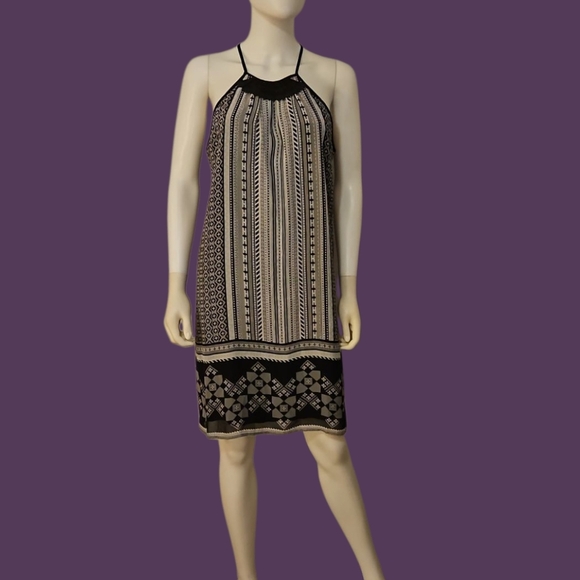 BISOU BISOU Y2k Tribal Halter Chiffon Mod Dress - Picture 1 of 11